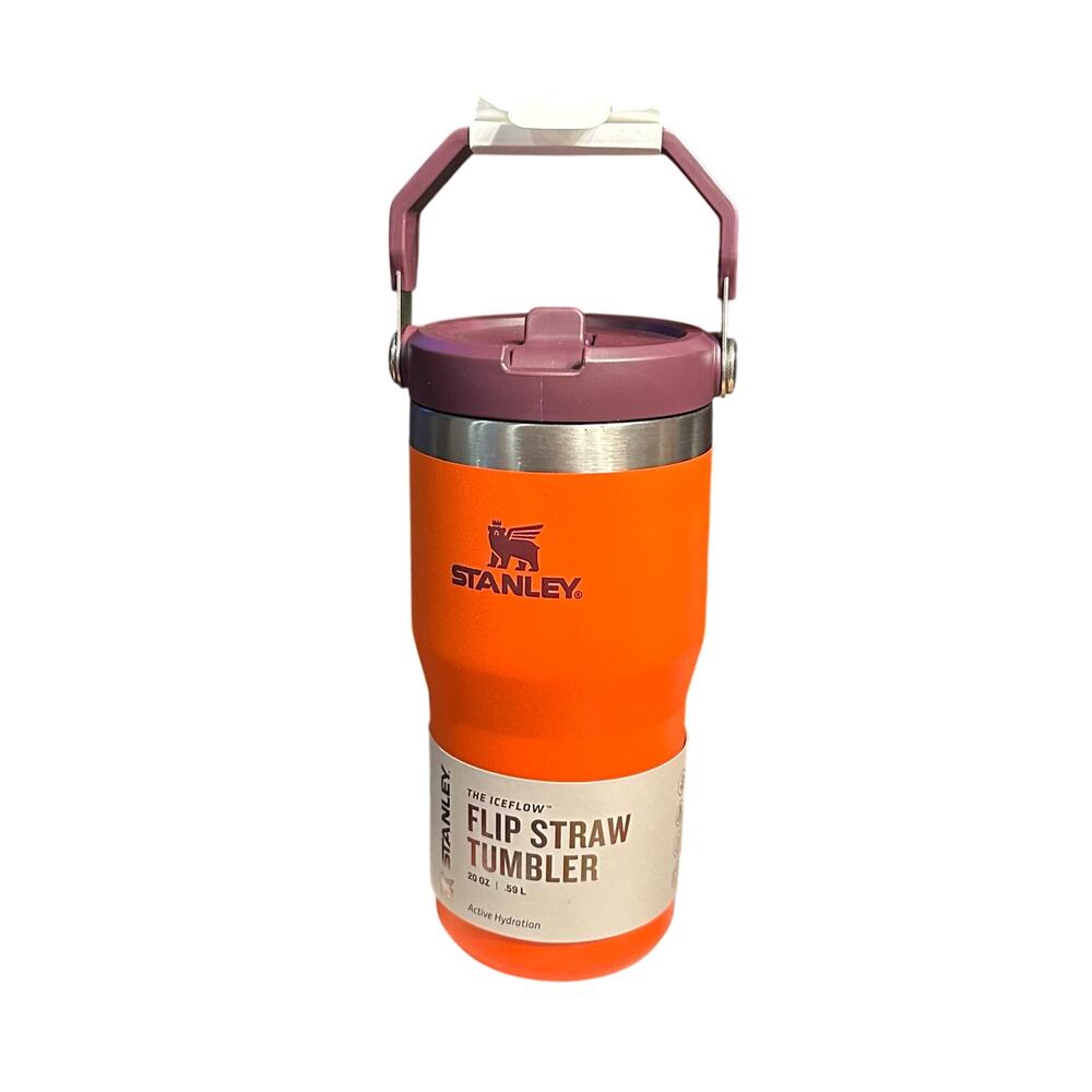 Stanley The Ice Flow Straw Tumbler 20 Oz Tiger Lily Plum & Orange K142